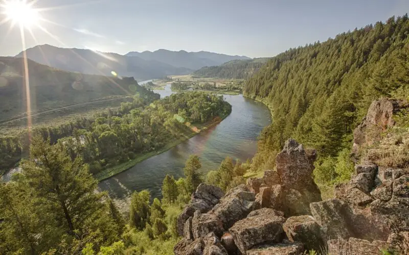 Sunset view of the South Fork of the Snake River